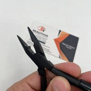 Pince à extensions capillaires pour micro-anneaux et perles, outil de pose de perles, pince à pression en acier inoxydable noir mat, personnalisable avec logo - Product Image 6