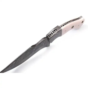Cuchillo de Caza de Acero Damasco Trenzado Hecho a Mano de Calidad Premium con Mango de Hueso de Camello, Tamaño Personalizado, Cuchillo Skinner - Product Image 4