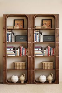 Modern Teak Wood <b>Corner</b> Bookshelf with Cozy <b>Seating</b> and Built-In <b>Storage</b> - Product Image 3