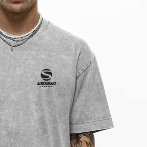 T-shirt délavé pour homme, coupe ample décontractée, style streetwear hip-hop, noir, manches courtes, pour homme et femme - Product Image 5