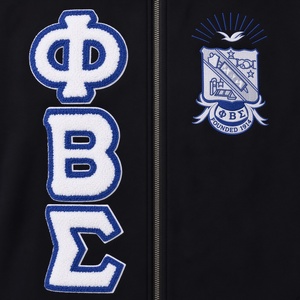 <b>Black</b> Royal Blue <b>Men</b> Varsity <b>Jacket</b> with Chenille Greek Letter Embroidery Crest Full Zip Baseball College Fraternity - Product Image 5
