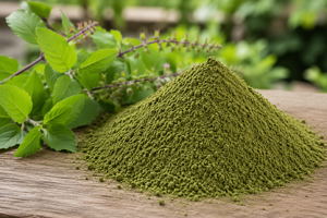 Poudre de feuilles de Tulsi vert naturel de qualité alimentaire, finement moulue, poudre de basilic sacré pour les boissons, les smoothies, la cuisine et la pâtisserie - Product Image 3