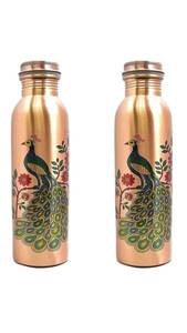 ขวดน้ำทองแดงรักษ์โลก ดีไซน์คลาสสิก พกพาสะดวก พร้อมฝาปิด - Product Image 2
