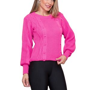 ผู้ผลิตเสื้อถักแบบกำหนดเอง เสื้อไหมพรมคอเต่าลำลองสำหรับผู้หญิงฤดูหนาว ทำจากอะคริลิก 100% ระบายอากาศได้ดีด้วยผ้าฝ้ายด้านหน้า - Product Image 3