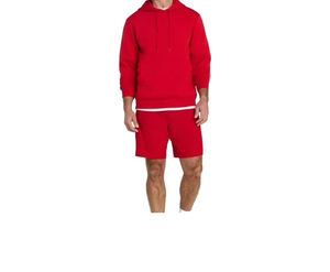 Men's Red Hooded Sweatshirt Solid Color Casual Autumn Wear French Terry <b>Knitted</b> Breathable 100% Cotton Custom Logo - Product Image 3