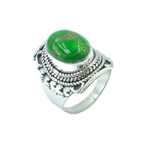 Green <b>Copper</b> Turquoise Ring 925 Sterling Silver Ring Statement Ring Handmade Design Ring Gemstone Ring Turquoise Jewelry Gift - Product Image 1