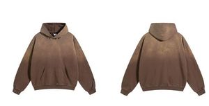 Nouveau design, style vintage, sweat à capuche surdimensionné délavé à l'acide, 100% coton molletonné, sweat à capuche d'hiver pour homme, unisexe - Product Image 6