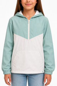 Wholesale Customizable Hooded Windbreaker Jacket Quarter Zip Casual Style Unisex Spring Wear Light Weight Polyester - Product Image 3