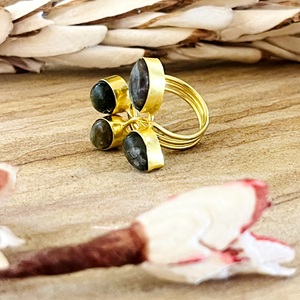 Fashionable Boho Floral Gemstone <b>Ring</b> Boho Brass <b>Ring</b> for Women 18k Gold Plated Leaf Design <b>Statement</b> <b>Ring</b> for Wholesale/OEM/ODM - Product Image 5