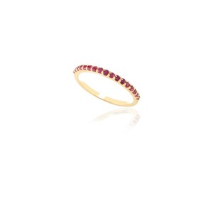 18K Gold <b>Ruby</b> Half <b>Eternity</b> Stackable Band-Resizable Prong Setting - Product Image 2