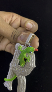 Iced Out Letter R Gecko Pendant Hip Hop Necklace Charm Micro Pave Cubic Zirconia Bling Jewelry Statement Gift - Product Image 5