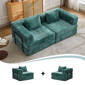 Divano componibile modulare a forma fissa, divano letto convertibile da pavimento, senza montaggio richiesto, con compressione per un facile trasporto - Product Image 2