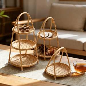 Handcrafted Rectangular Rattan <b>Tray</b> With Handles Woven Serving <b>Tray</b> For Coffee Tea Snacks <b>Breakfast</b> Kitchen And Dining Table - Product Image 4