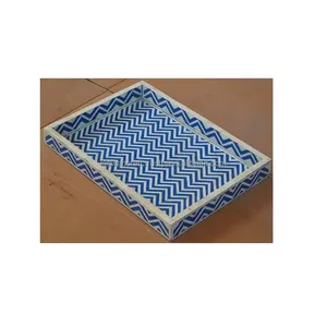 Design attrayant Plateau de service en incrustation d'os Taille personnalisée Plats en incrustation de résine Bois et résine pour plateau carré de service alimentaire - Product Image 2