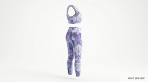 Women's Yoga <b>Leggings</b> and Bra 2-Piece Set Lightweight Breathable Plaid <b>Pattern</b> Eco-Friendly Seamless High Quality Front Logo - Product Image 2