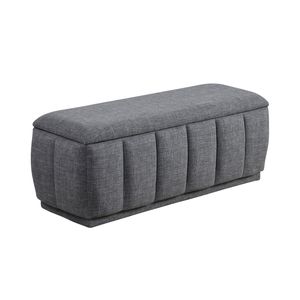Panca Moderna Grigia con Struttura in Compensato e Cuscino Imbottito in Tessuto, Arredamento per Soggiorno - Product Image 4