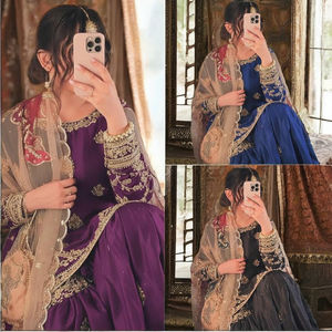 Sharara dupatta Chinon ชุดทำงานปักผ้าไหม sequnce - Product Image 4