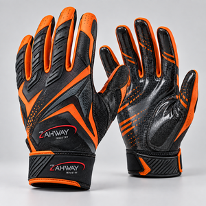 Full Finger Sports American Football <b>Gloves</b> PU Material Non-Slip Palm Hook And Loop Closure Orange <b>Black</b> <b>Men</b> All Seasons - Product Image 5