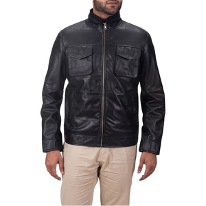 Chaquetas Casuales de Invierno de Cuero Genuino Premium para Hombre, Cuello Alto, Impermeables, con Cierre, Teñidas, Lavadas, Delanteras Suaves, Cómodas y Duraderas - Product Image 5