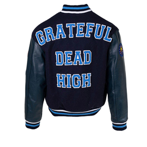 เสื้อแจ็คเก็ตวาร์ซิตี้ Grateful Dead สีน้ำเงินกรมท่า ผ้าแคนวาส เป็นมิตรกับสิ่งแวดล้อม แขนเสื้อแบบกลับด้านได้ ปักโลโก้ GD ดีไซน์ลำลอง - Product Image 2