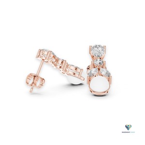 Boucles d'oreilles pendantes en or rose 1,63 carat avec diamants de laboratoire en forme de poire et de marquise, en or massif 14 carats - Product Image 2