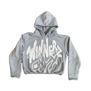 Custom Cropped Vintage Oversized Drop Shoulder Hoodie 100% Cotton Distressed Embroidery Wholesale Casual for Men for Winter - Product Image 1