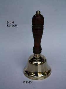 Campana de metal pulido con acabado brillante y mango de madera, hecha de latón, campana navideña de latón pulido. - Product Image 4