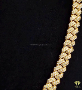 Collier chaîne cubaine pour hommes et femmes, plaqué or 18 carats, style hip-hop, avec diamants Moissanite, bijoux de luxe scintillants - Product Image 3