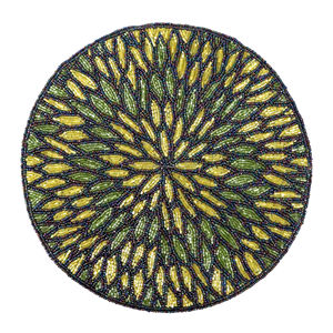 High Quality Handmade Embroidered Cloth Table <b>Chair</b> <b>Pads</b> Unique Leaf Design Glass Beads Luxury Style Available Wholesale Price - Product Image 1