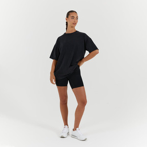 Premium Quality Stone Wash Women Plus Size Front Distressed T-<b>shirt</b> Print Oversize Black Custom Women Summer Acid Wash T-<b>shirt</b> - Product Image 4