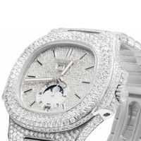 Montre analogique sport de haute qualité en acier inoxydable avec verre Moissanite, finition brillante, bracelet durable, charme moderne pour hommes et femmes