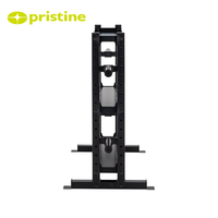 Support à haltères moderne en fonte métallique, durable et stable, à 3 niveaux, pour le rangement d'équipements de salle de sport commerciale, état impeccable