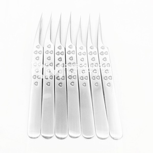 Pince à épiler RMI en acier inoxydable brillant dentelé pour extensions de cils, pointe cœur, antistatique, précision, volume russe - Product Image 5