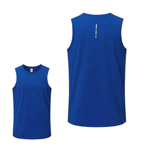 Camiseta sin mangas deportiva de punto transpirable para hombre, a la moda, color azul real, para gimnasio, correr, uso casual de verano, tela suave. - Product Image 1