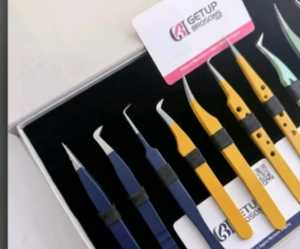 Pinces en acier inoxydable de haute qualité, pointes de différentes couleurs, antistatiques, antimagnétiques, kit pour cils, emballage personnalisé avec logo - Product Image 2