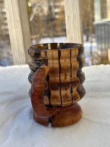 Hand Engraved Wooden Mug Custom Barrel <b>Cup</b> Vintage Coffee Tea <b>Cup</b> Fathers Day Gift <b>One</b> of a Kind Handmade Drink <b>Cup</b> polished - Product Image 5