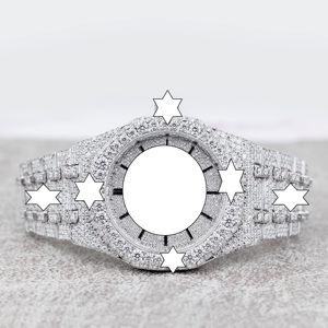 Reloj de Lujo Redondo con Incrustaciones de Diamantes de Imitación, Estilo Hip Hop, Movimiento Automático, Esfera de Cristal, Acero Inoxidable, para Unisex - Product Image 1