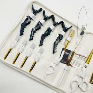 Custom Logo White Gold Nano <b>Ring</b> Hair Extension Pliers Tools Kit With Hair Cutting & Thinning Scissors With Alligator <b>Clips</b> - Product Image 3