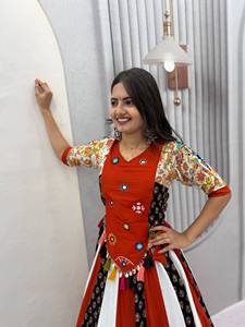 LAHENGA KEDIYU ( CHOLI ) PURE COTTON INNER <b>MICRO</b> COTTON REAL MIRROR WORK SUIT - Product Image 4