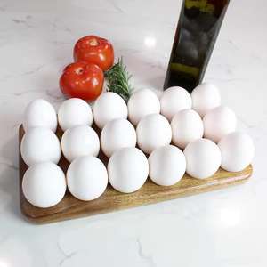 Support à œufs artisanal en bois massif écologique pour comptoir, organisateur de rangement de cuisine style ferme, plateau rustique durable - Product Image 1