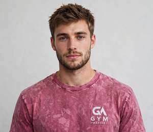 GYM ACTIVE <b>Pink</b> <b>Tie</b> Dye Short Sleeve <b>Men's</b> T-Shirt O-Neck Regular Fit Casual Knitted Fabric Wholesale Custom Logo <b>men</b> Shirt Acid - Product Image 1