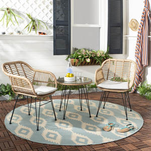 3-Piece Rattan Seating Group with <b>Cushions</b> Outdoor Patio Conversation Garden Set - Product Image 2