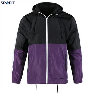 Veste imperméable pour homme, coupe-vent, à capuche, avec blocs de couleur, fermeture éclair, légère, sportive, pour le printemps - Product Image 1