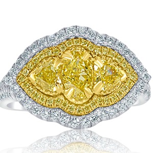 Anillo de Compromiso con Diamante Amarillo de Corte Ovalado Cultivado en Laboratorio, Oro Blanco de 14k, Doble Halo, VVS+, Certificado IGI, Anillo de Boda con Vástago Dividido - Product Image 4