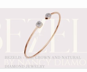 Brazalete Abierto Asimétrico Cuadrado y en Forma de Lágrima con Diamantes Cultivados en Laboratorio en Oro - Product Image 3