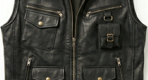 <b>Men</b> Solid Casual <b>Leather</b> <b>Vest</b> Sleeveless Zip-Up Waistcoat with Button Pockets Custom Logo ODM Winter Outerwear 400g - Product Image 4
