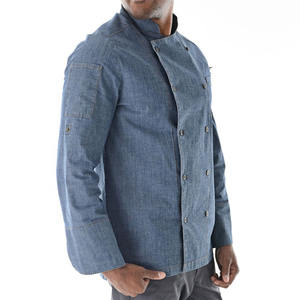 Veste de chef de restaurant à col et manches longues, vêtements de travail de cuisine haut de gamme pour le personnel d'hôtel, de café et de boulangerie, tissu durable - Product Image 3