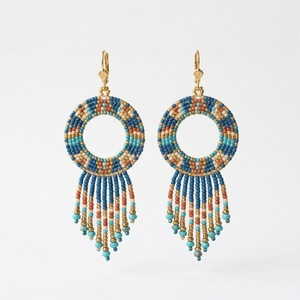 Pendientes Colgantes Bohemios Hechos a Mano con Cuentas de Aleación de Plata Tibetana y Zinc, Joyería Tribal Colorida con Flecos para Mujer, Regalo para Fiesta o Boda - Product Image 1