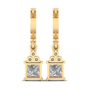 REYES Boucles d'oreilles pendantes en argent sterling 925 sur mesure, coupe princesse, 3,56 carats, moissanite, pour femmes, bijoux fins de luxe - Product Image 4