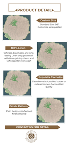 Servilleta de cóctel de lino con delicado bordado de ramas de coral, que aporta vitalidad oceánica y un toque natural refinado. - Product Image 2